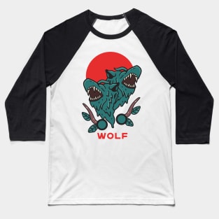 wolf illustration hand drawn japanese style Baseball T-Shirt